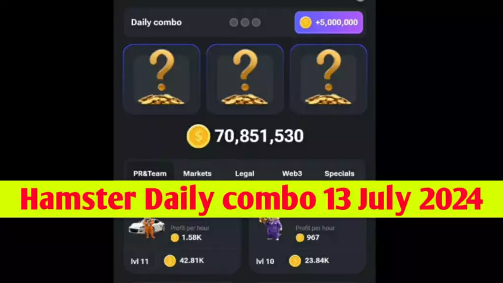 Hamster Kombat Daily Combo Today Cards 13 July 2024