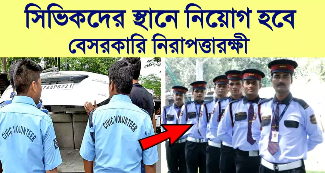 সিভিকদের স্থানে এবার নিয়োগ হবে প্রচুর বেসরকারি নিরাপত্তারক্ষী । মাধ্যমিক যোগ্যতায় করা যাবে আবেদন